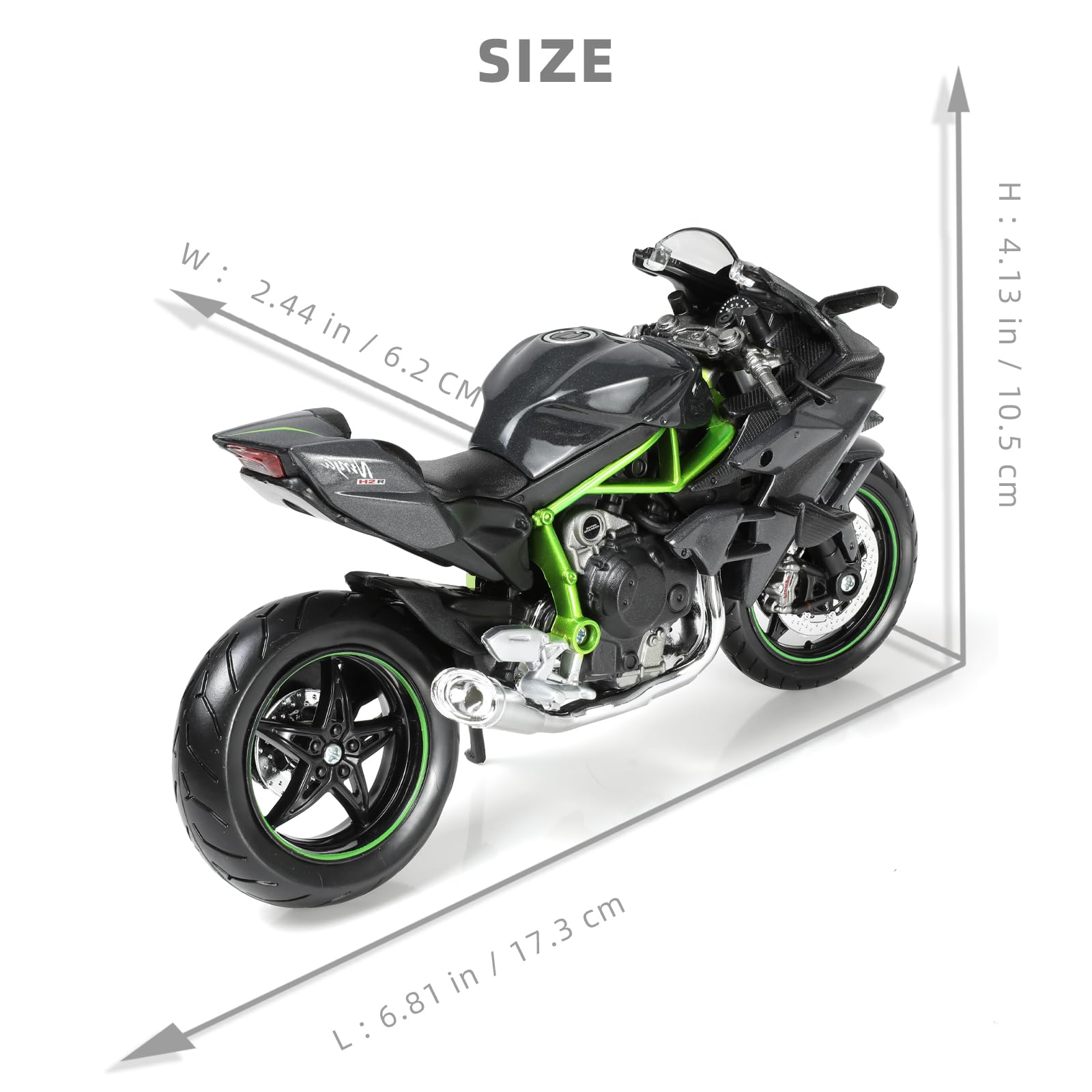 Compatibile per moto Kawasaki Ninja H2R 1:12 giocattolo in metallo pressofuso mini moto giocattolo per ragazzi e adulti nero modello moto regalo da collezione