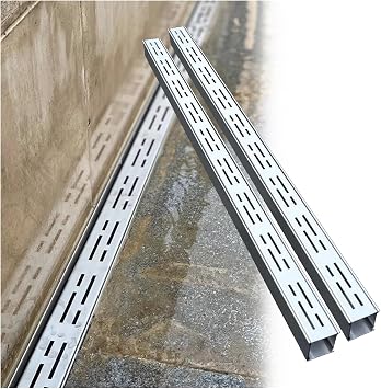 Patio Water Drain Trench Channel, Narrow Long Shower Drain Heavy Duty Stainless Steel, Garage/Pool/Gazebo/Garden/Kitchen Sewer Gutter Drainage Trench Kits, with Removable GratePack of 2,5x5cm2x2in