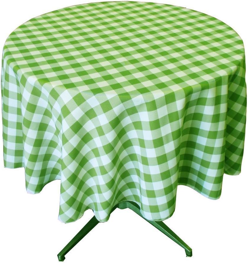 KS Linens Tablecloth Round 54" Checkered Perfect for Restaurant, Coffee Table, Overlay (Yellow)