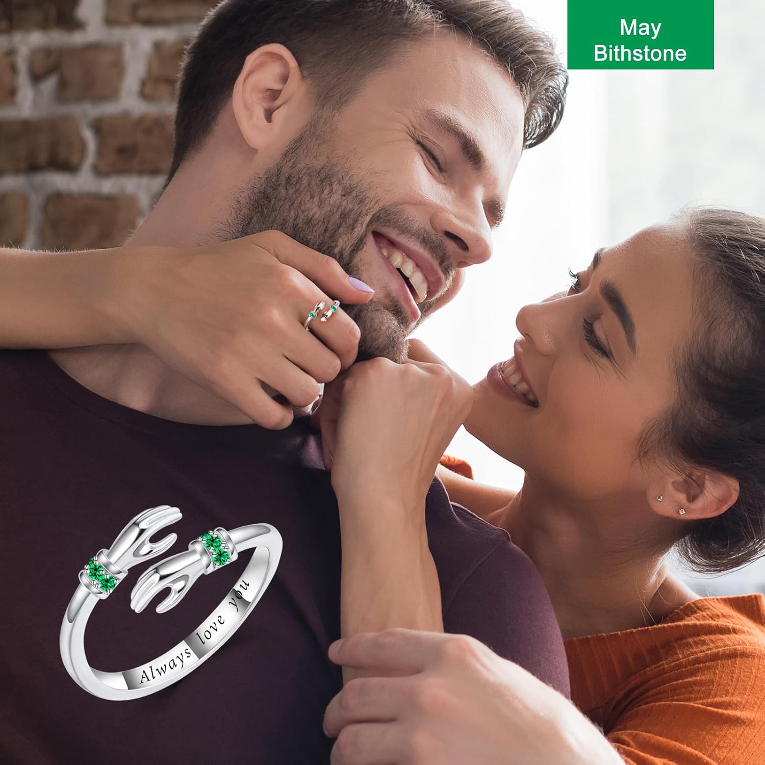 Adjustable Hug Ring for Women 925 Sterling Silver Fine Jewelry Gift for Her, Birthstone Ring - Image 3