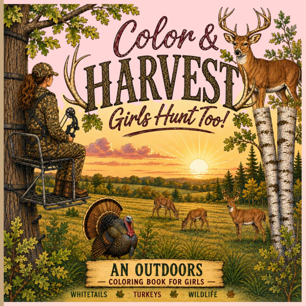 Color & Harvest: Whitetails, Turkeys, & Wildlife: An Outdoor Coloring Book for Girls & Women