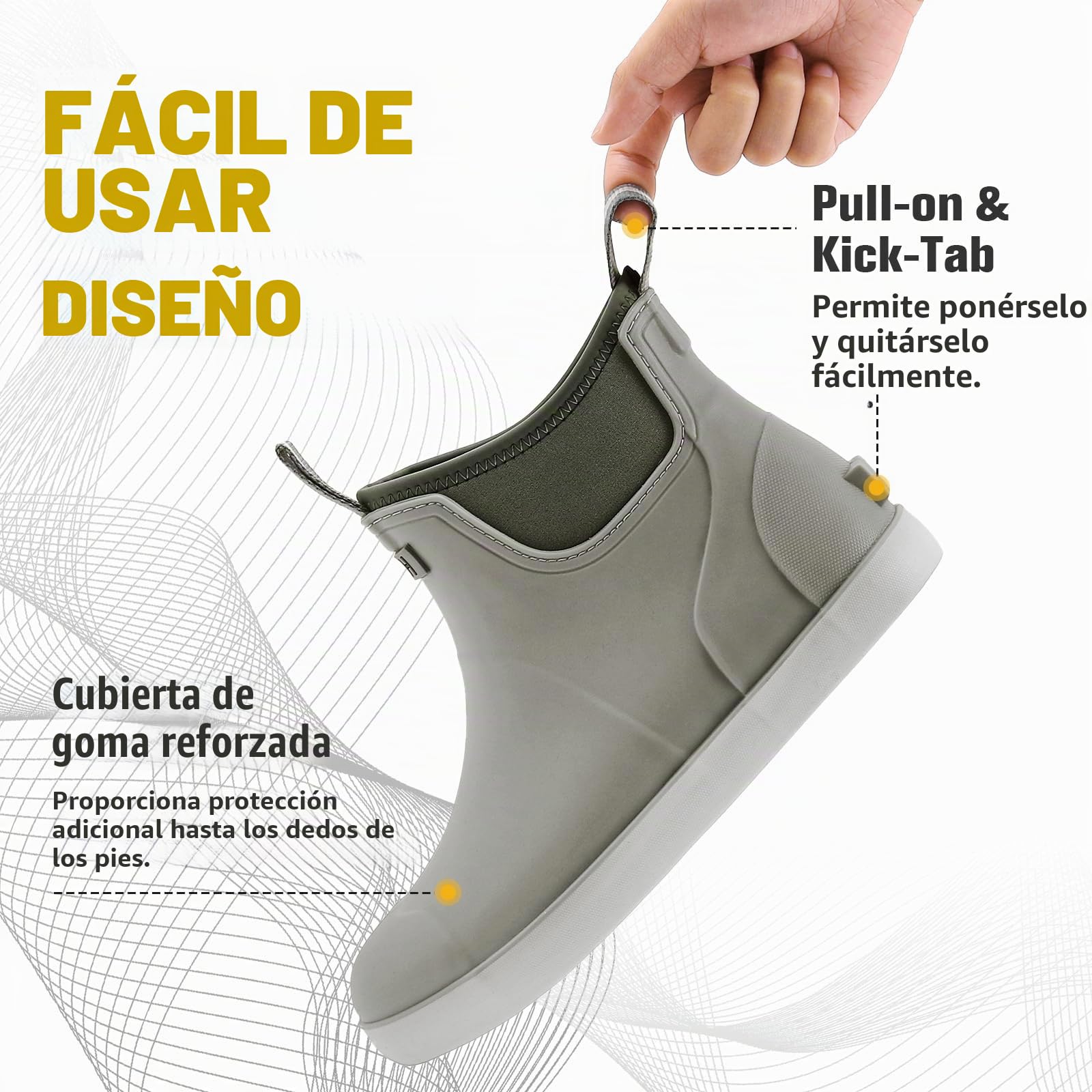 Hombre Botas de Lluvia Antideslizante, Botas de Agua Impermeables Cortas, Cómodas Tobillo Botas de caucho al Aire Libre