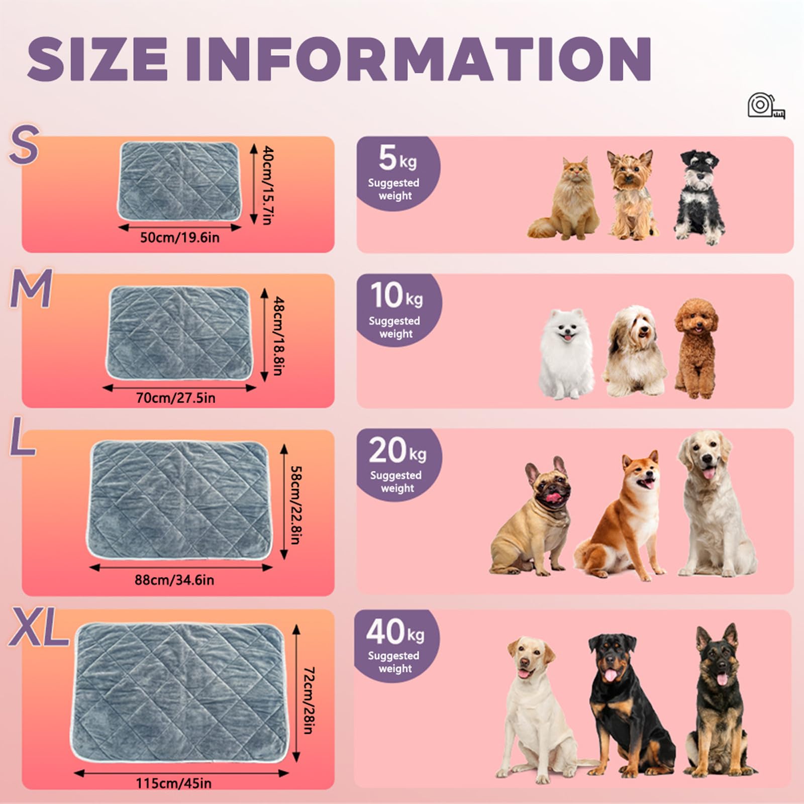 Alfombrilla Autocalentable para Gatos, Manta Antideslizante para Mascotas, Lavable y Autocalentable, Casitas o Transportines para GatosGrey,XL
