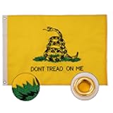 SYII Dont Tread On Me Gadsden Boat Flag 12x18 Inch, Embroidery Yellow Coiled Rattle Snake with 2 Brass Grommet, Heavy Duty Nylon Outdoor Banner for All Weather