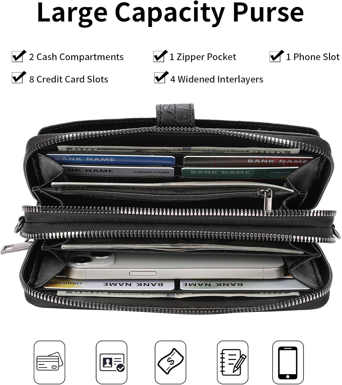 SENDEFN Wristlet Wallet Small Cell Phone Purse Crossbody Bags for Women | Small, Cell Phone Purse - Image 3