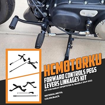 Forward Controls Pegs Levers Linkages Mounting Hardware Kit Fit for Harley Sportster XL 883 Iron 1200 Roadster 2014-2022 Black