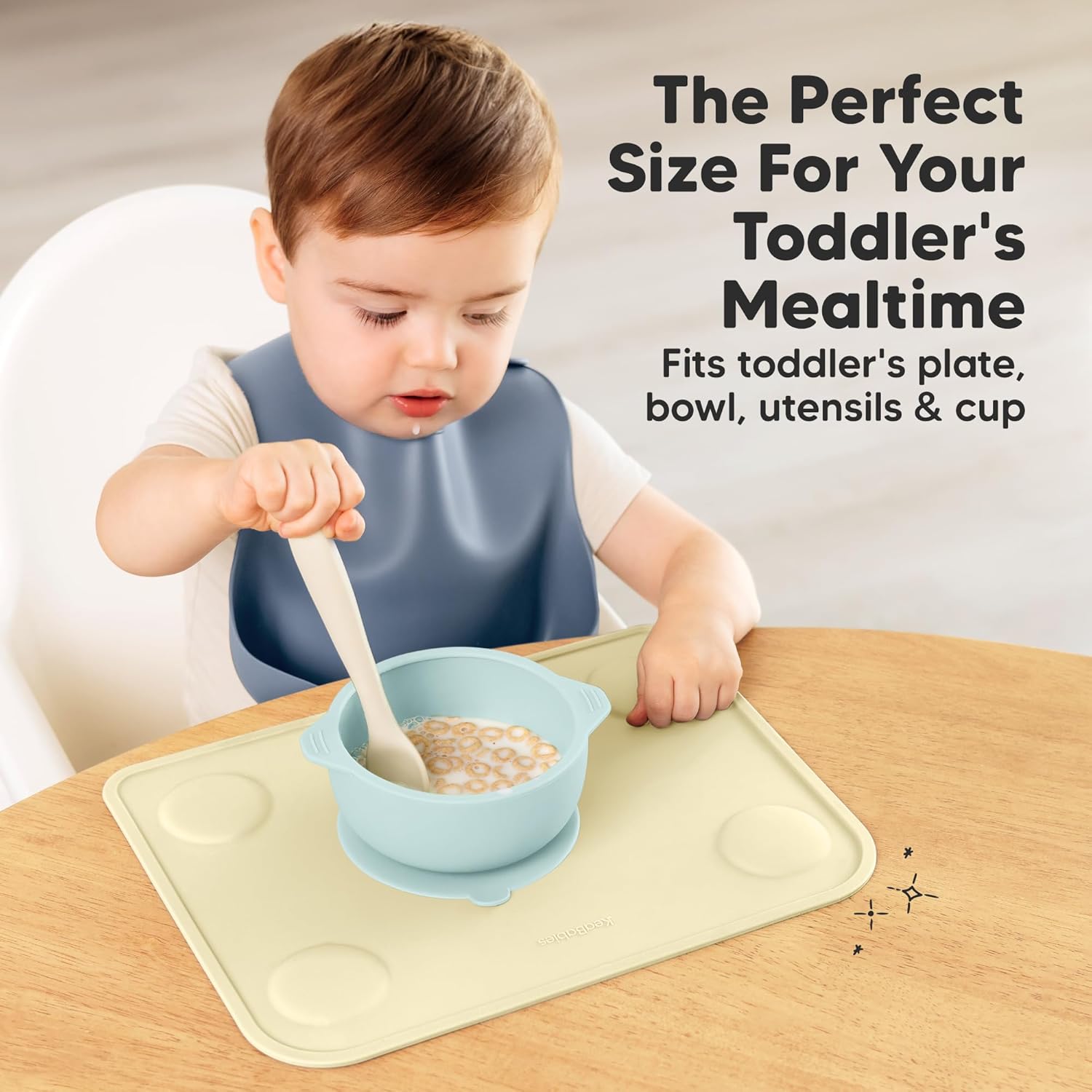 Keababies 2-Pack Silicone Placemats for Toddlers and 12-Pack Baby Food Containers - Non Slip Placemat for Kids, Easy-to-Clean Baby Mat - 4 oz Leak-Proof, Microwavable, Food Storage Container