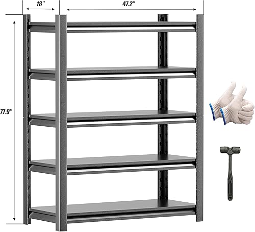 Miniatura 2 de Estantería de garaje resistente, estantes de almacenamiento de garaje de metal de 78 pulgadas de alto, estantes de garaje ajustables resistentes