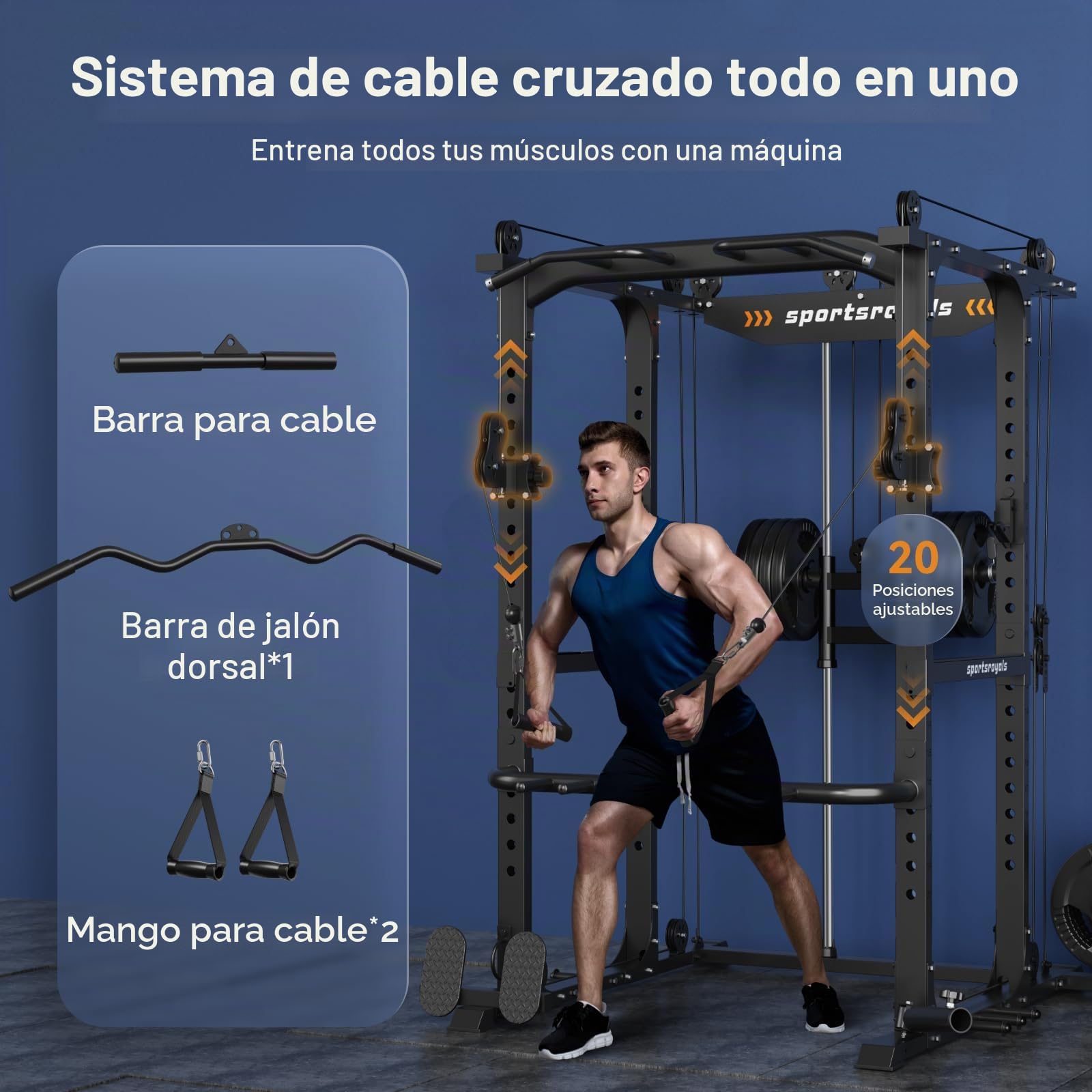 Sportsroyals Pro Power Cage - Jaula de Potencia Unisex para Adulto, Color Negro