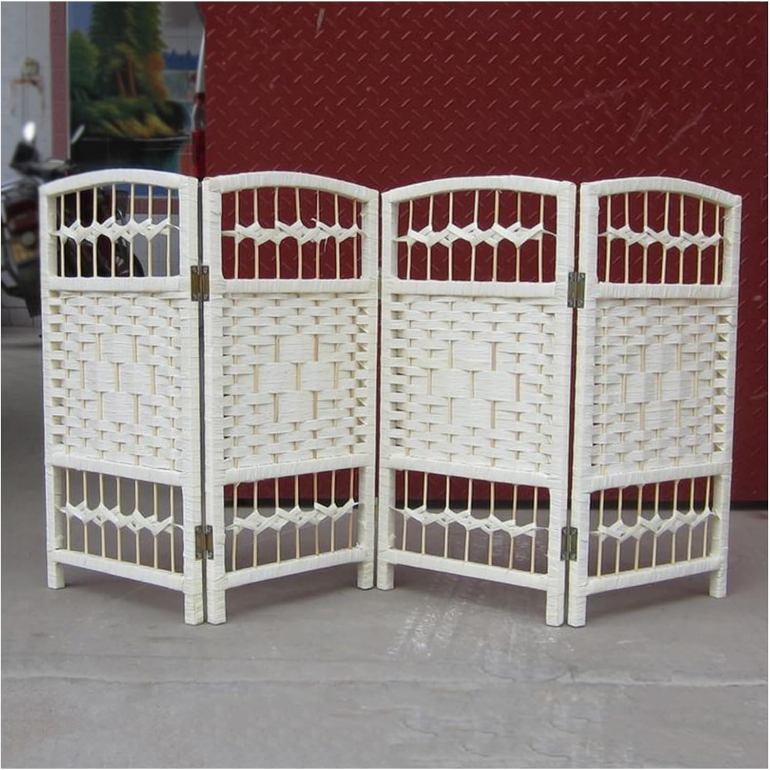 Short Room Divider, Folding Double Hinged Privacy Screens Panels, Classroom Dormitory Office Decoration Portable Freestanding Weave Partition Wall (Color : Pink, Size : 31.5x15.7in-4 pcs)