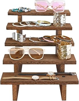 Ikee Design 5-Tier Wooden Display Stand for Plants & Collectibles