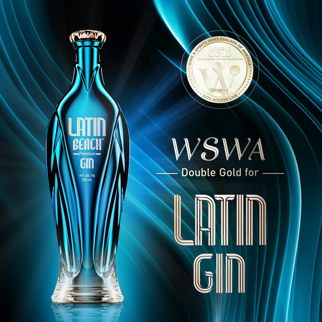 Latin Beach Gin 70cl – Gin Cítrico Tropical con Fruta de la Pasión, Mango y Notas de Cítricos Brillantes