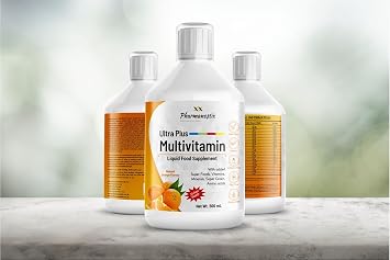 Ultra Multivitamin Liquid 500 mL, 51 Active Ingredients, Advanced Vitamin Superfood Greens Blend with CoQ10, Lutein and Biotin, Supports Brain and Cardiovascular Health, Men and Women, 33 Days Supply