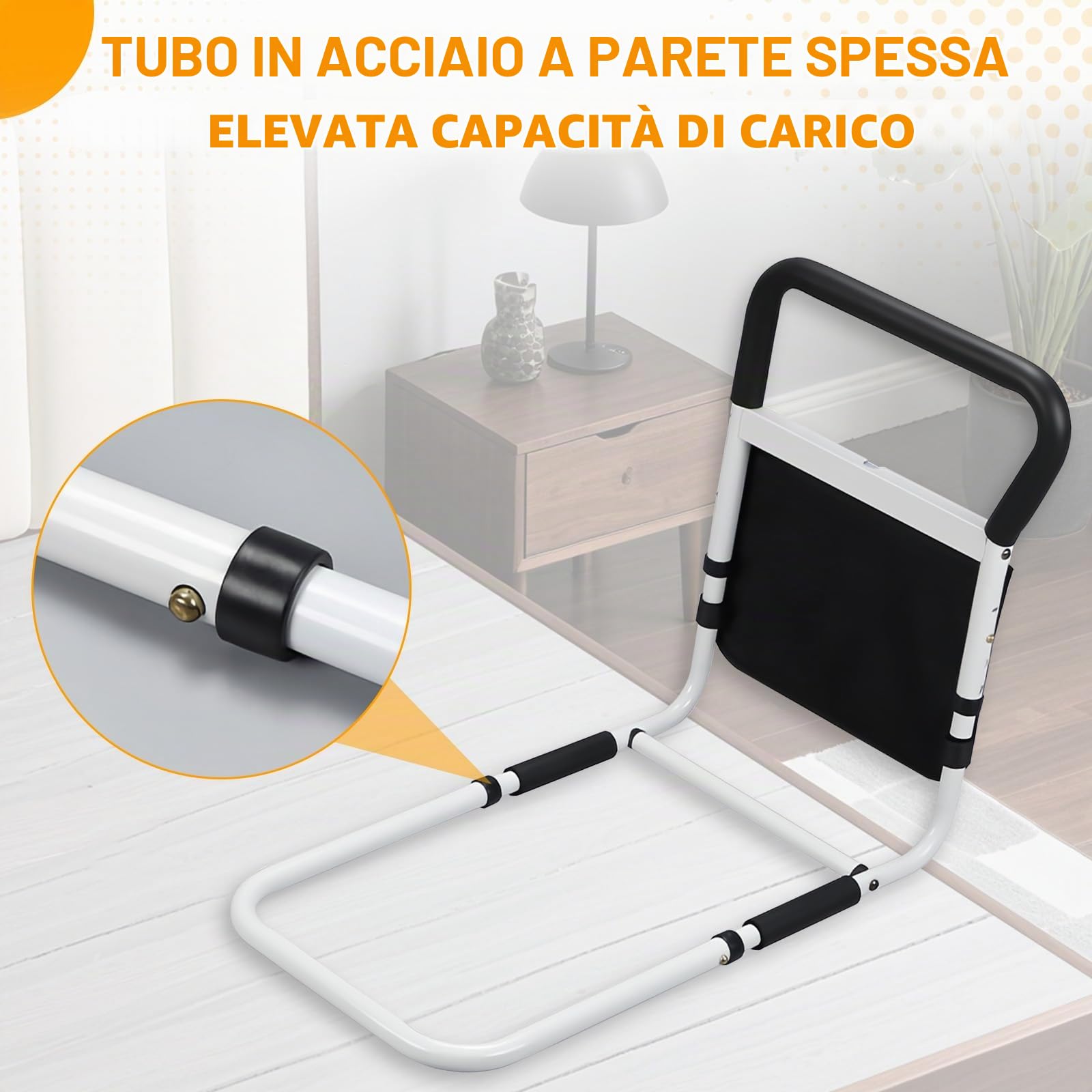 Sponde del letto per adulti più anziani-protezione del letto, Maniglie laterali rinforzate e lampada intelligente, Maggiore sicurezza e comfort, aiuto alla mobilità ideale per Anziani, Disabili