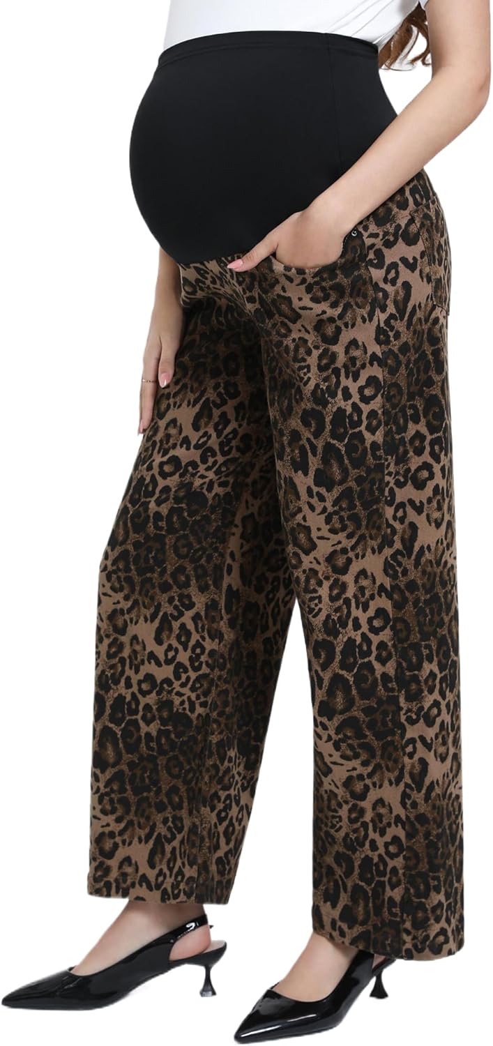 Women's Maternity Jeans Mid-Rise Straight Leg Relaxed Fit Denim Pants for Pregnancy and Postpartum