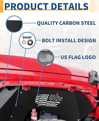 Vista 6 de ROADER JL - Forros de guardabarros interiores delanteros y traseros para Jeep Wrangler JL JLU 2018-2024 Unlimited Sahara Rubicon de 2/4 puertas