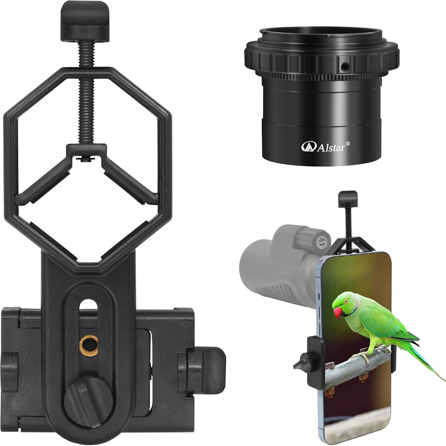 Alstar Universal Cell Phone Adapter - Bundle with - Ni kon T2 T-Ring and M42 to 2" T-Adapter