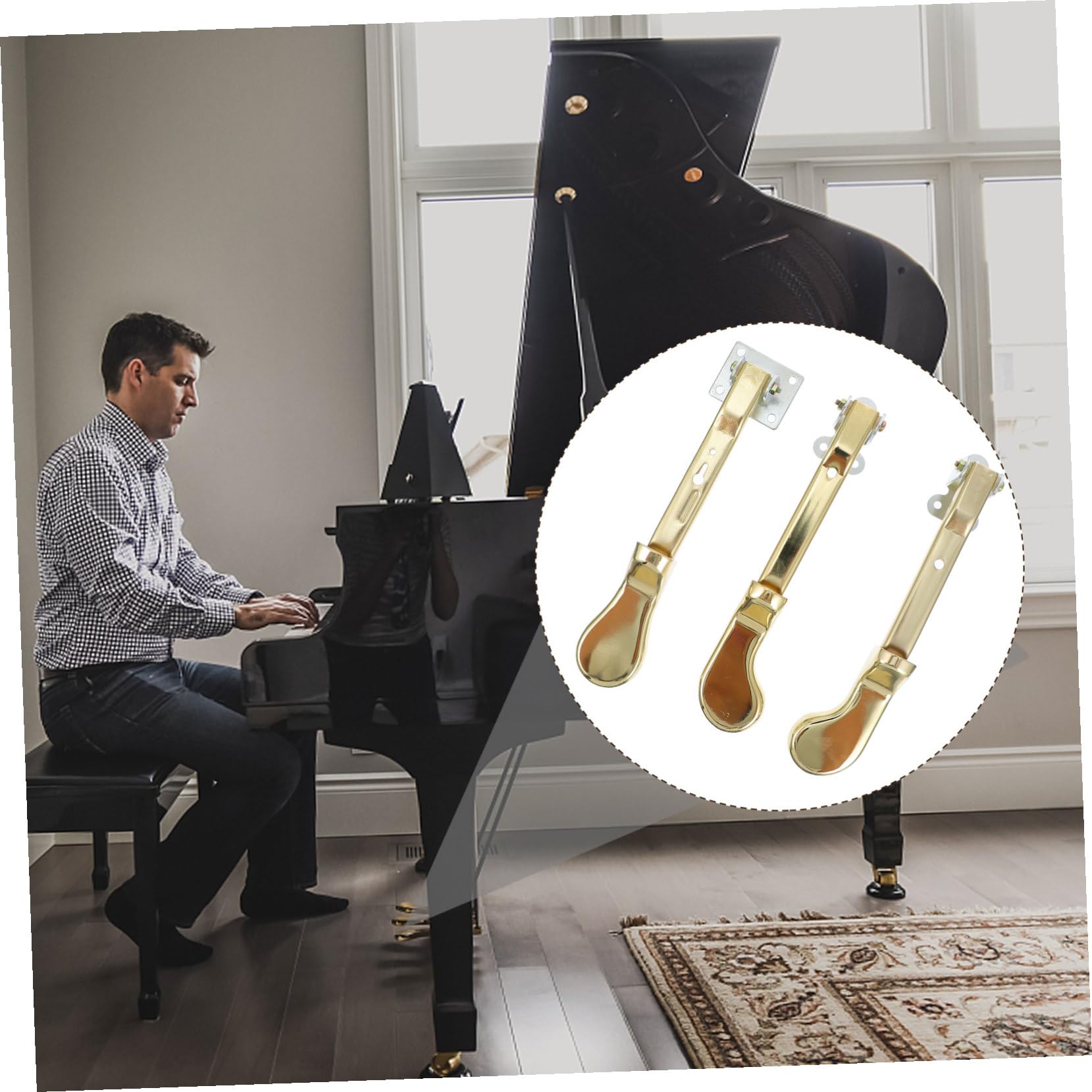 ERINGOGO 3 pezzi Pedali Piano in Metallo Premium per Pianoforte Verticale Accessori Resistente e Design Elegante Pedalini Dorati per Pianisti Professionisti e Appassionati
