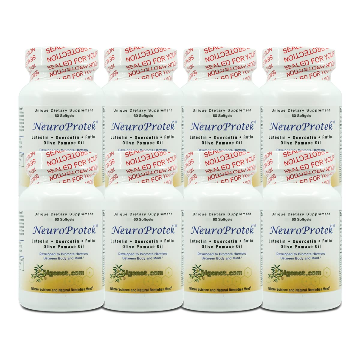 NeuroProtek 8 Pack Combination of Luteolin, Quercetin & Rutin in Olive Pomace Oil (Reduced Price Bun