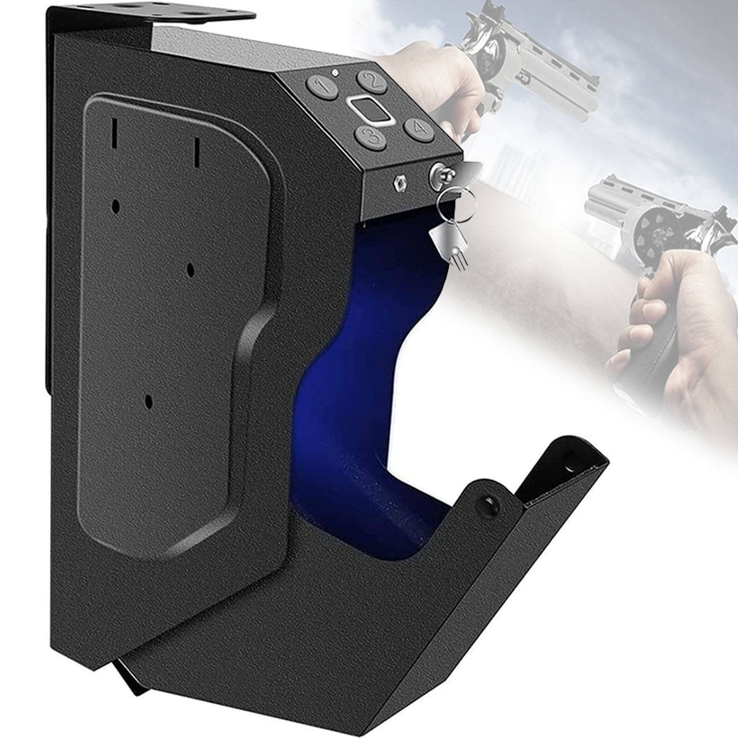 Caja fuerte electrónica para pistola, armario para pistola con huella dactilar/teclado digital/llave de repuesto utilizada para la oficina, el hogar, el almacenamiento de joyas, objetos valiosos