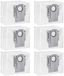 6 Pcs Dust Bags for Roborock S7 MaxV Ultra / S7 Pro Ultra / Q7+ / Q7 Max+ / Q5+ / S8 Vacuum Cleaner Accessories, 3L Large Capacity Replacement Bag for Xiaomi Roborock S7 MAXV Ultra Parts