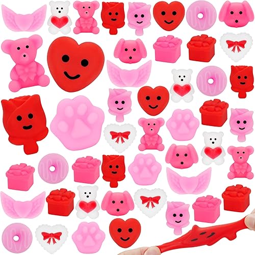 48 piezas de regalos para el día de San Valentín para niños, juego de recuerdos de fiesta del día de San Valentín, juguetes esponjosos de San