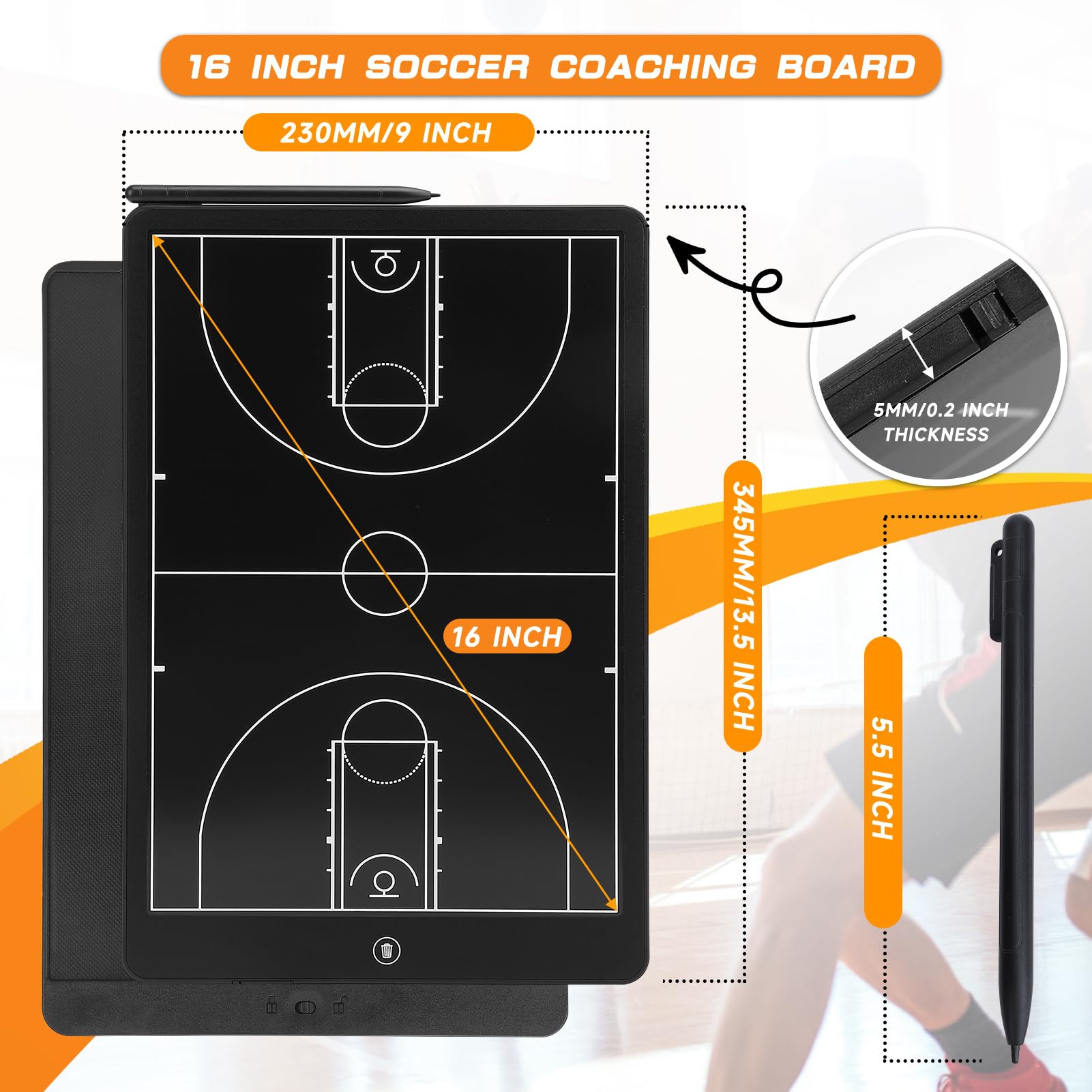 Tableau électronique d'entraînement de basket-ball de 15 pouces, marqueur tactique avec grand écran LCD et stylet, 1 pièce 18 Tableau électronique d'entraînement de basket-ball de 15 pouces, marqueur tactique avec grand écran LCD et stylet, 1 pièce 18