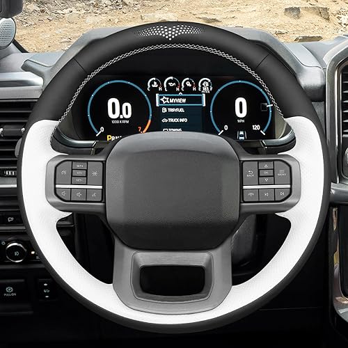 Miniatura 107 de MEWANT Hand Stitched Car Steering Wheel Wrap Cover for Ford F-150 2021-2023 / F-150 Lightning 2022-2023 Steering Wheel Accessories