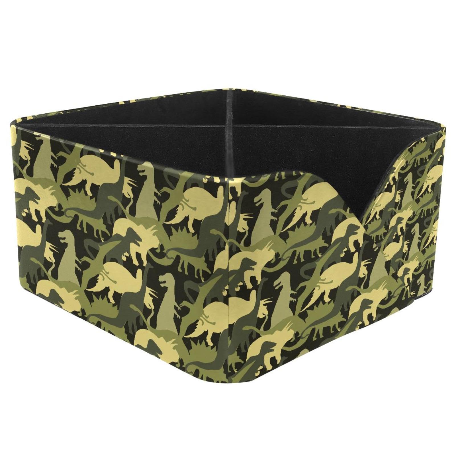 KengjuTesu Camouflage Army Dinosaur Cool Dino Pattern Desktop Organizer Pen Holder, Rectangular Pencil Cup for Office, Study and Makeup Stations