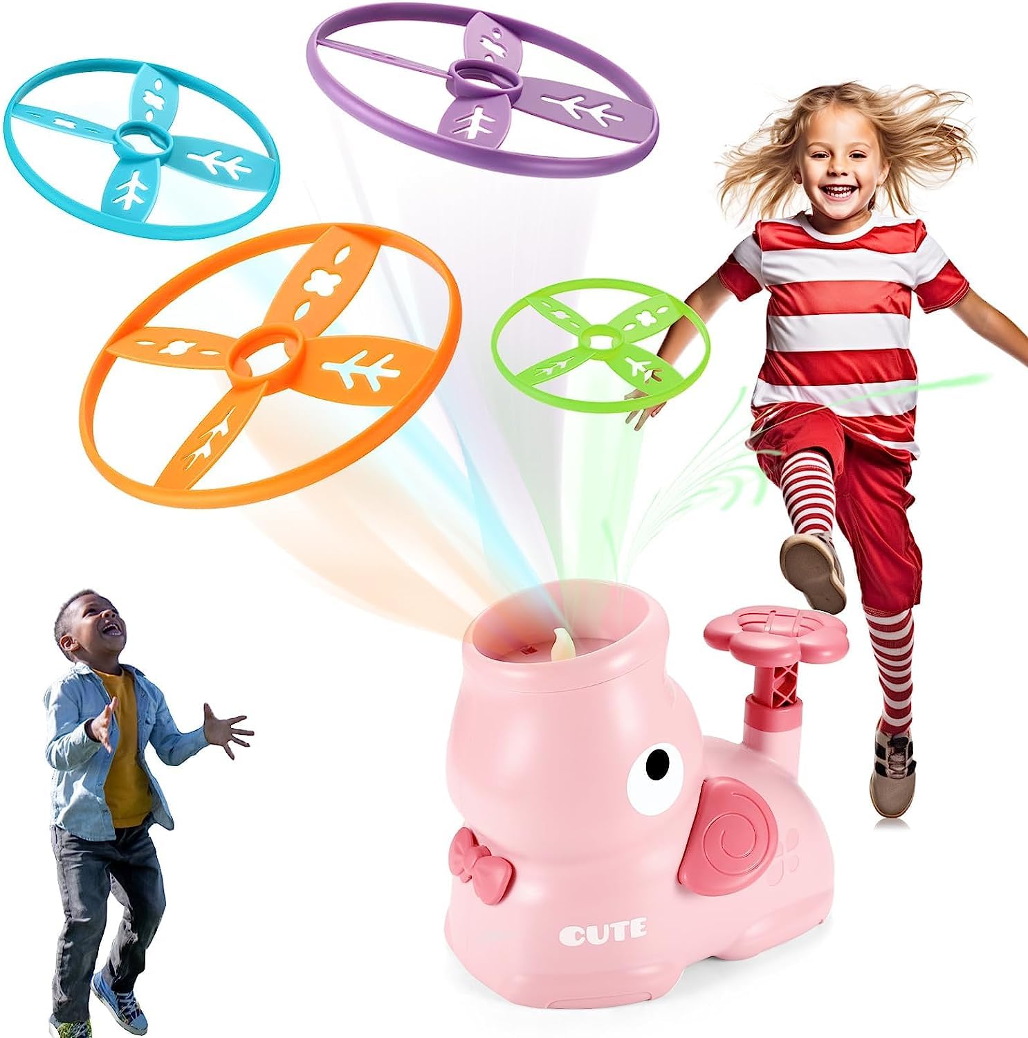 Pop-Up Flying Saucer Toys, Flying Disc Launcher Toy for Kids, Outdoor Toy Beach Yard Toys for 3 4 5 6 7 8+ Year Old Boys Girls Hand-Eye Coordination STEM Toys