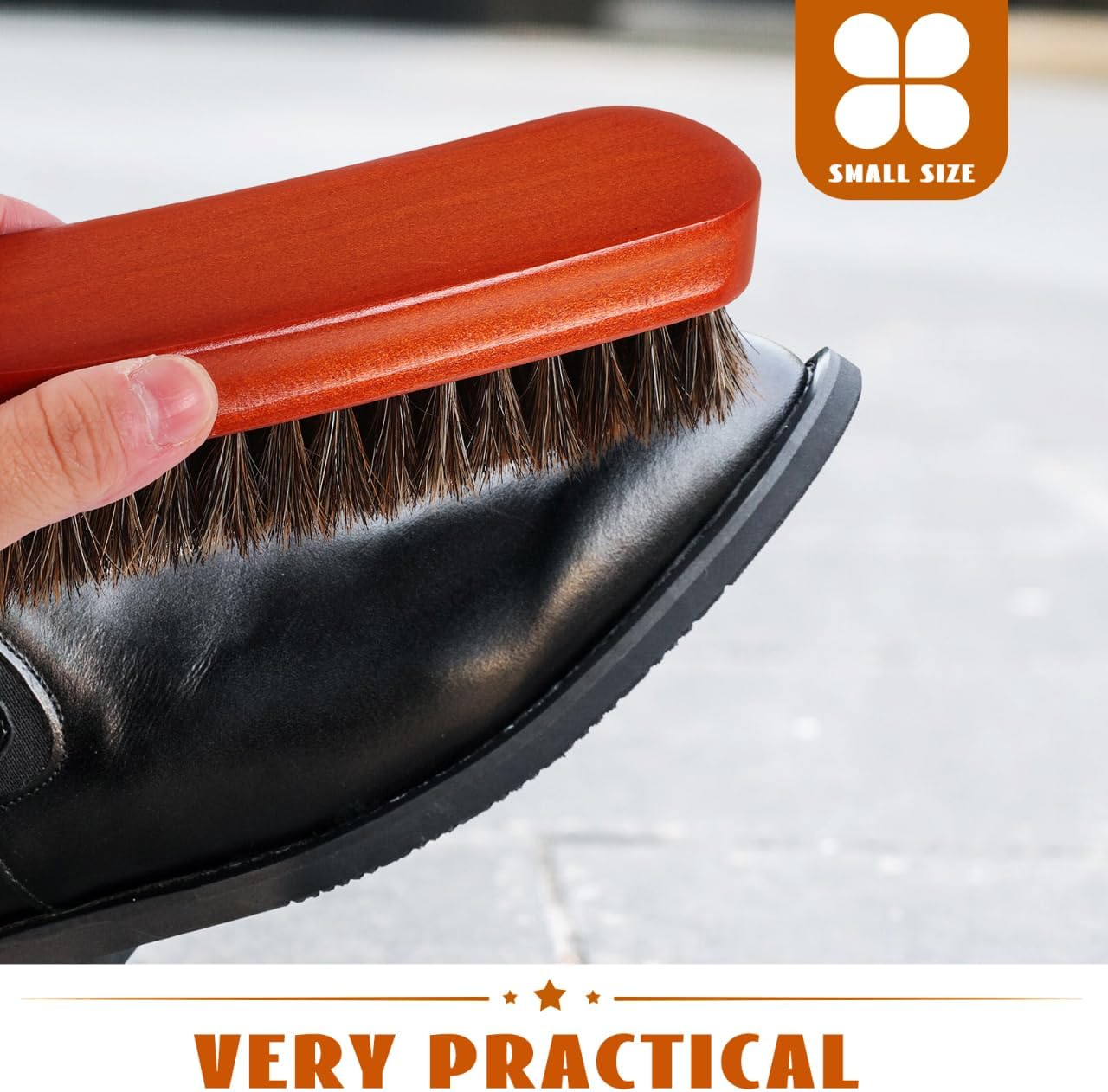 Healeved Horsehair Shoe Brush Wooden Cleaning Brush for Shoe Polishing Polish Applicator for Leather Shoes and Boots Portable Small Scrubber 5.90 X 1.77 X 1.57 in 1 Pack