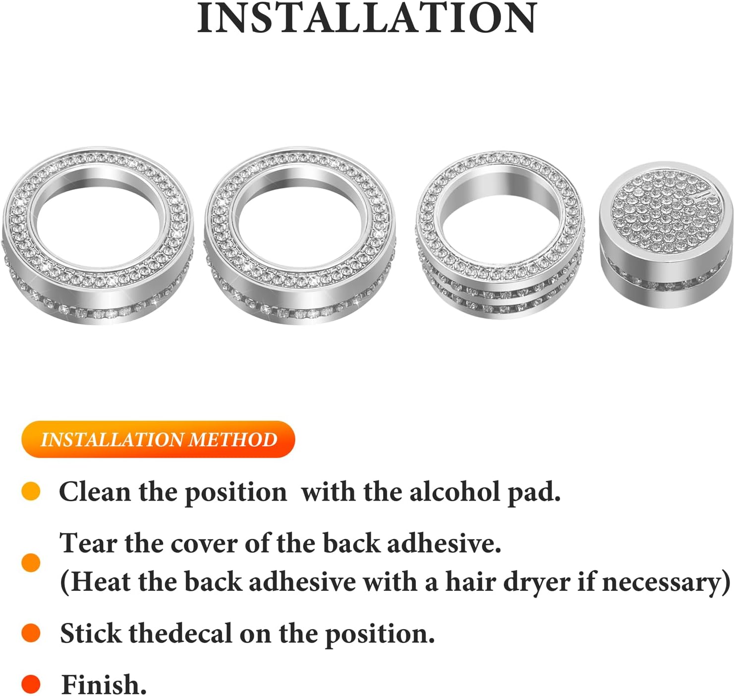 Bling Crystal Shiny Accessory Interior Climate Control Multimedia Screen Knob Button Cover Compatible for Toyota Camry 2018-2023 (Silver 3)