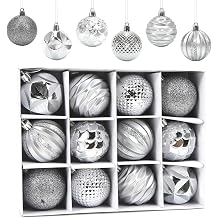 6 cm Silver Christmas Baubles, 12 x Christmas Tree Baubles, Christmas Baubles, Christmas Tree Decorations, Plastic Christmas Decorations for Christmas Holidays Parties Decorations