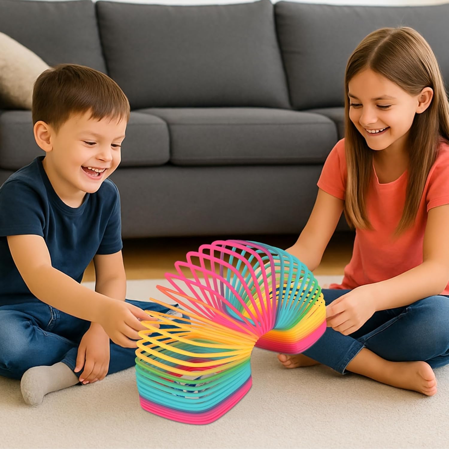 MALLEXO Square Shape Bouncy Magic Spring Toy for Kids 3+ | Rainbow Multicolor Slinky Expandable Stretchy Spring Stress Relief Toys for Boys, Girls and Adults | Fun Activity Toy & Decoration Items 4