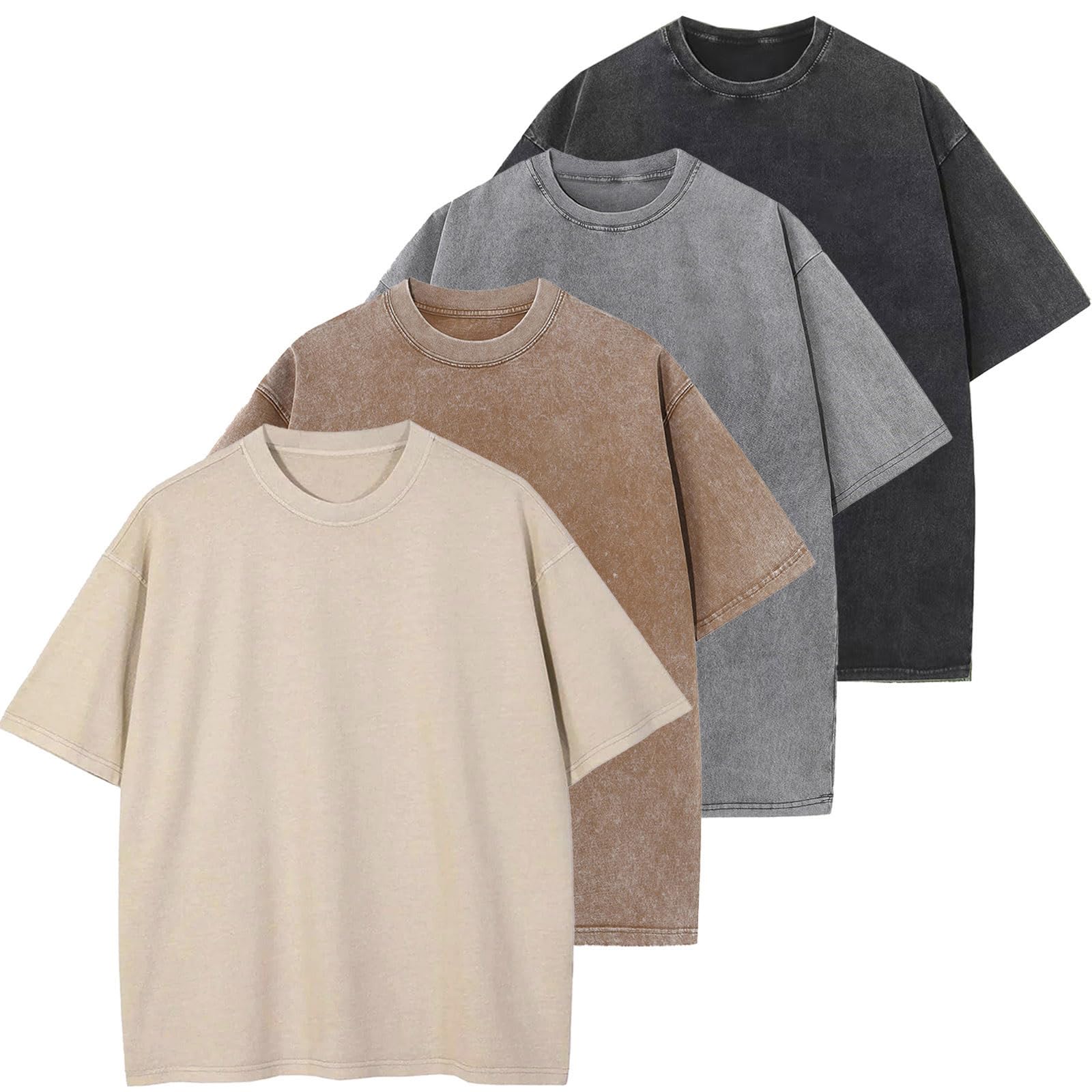 Oversized T-Shirt für Herren Heavy Baumwolle Regular Fit Basic Männer T-Shirt Set Casual Sommer Tops