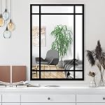 HQiJun Black Rectangle Mirror, Farmhouse Decorative Wall Mirror for Entryway, Living Room, Bedroom, Hallway, Fireplace, Accent Wall Decor (Black1, 34" x 24")