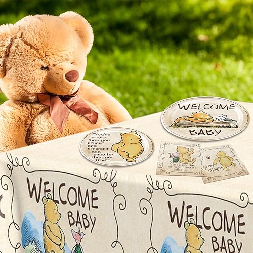 Miniatura 6 de Juego de 81 platos de oso para baby shower, servilletas y tazas de oso para decoración de baby shower, vajilla de oso para niños o niñas, baby