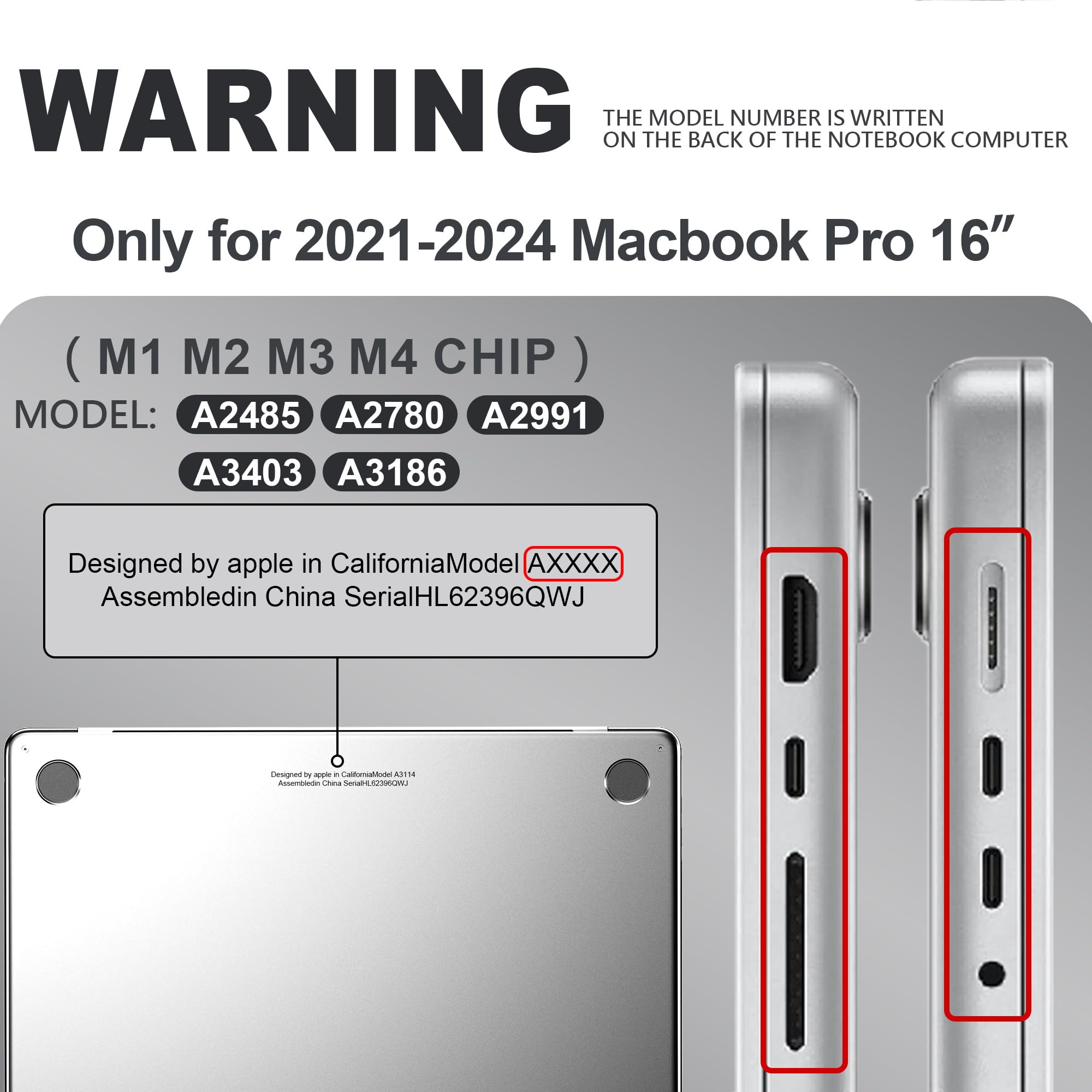 GPXIIZ Cover Compatibile con MacBook Pro 16 Pollici M4 M3 M2 M1 Pro/Max Custodia 2024-2021 A3403 A3186 A2991 A2780 A2485, Case Cover Rigida Protettiva Plastica Ultra Sottile 16,2",Grigio Spazio Opaco