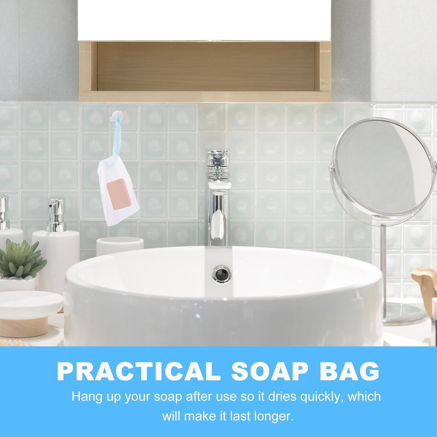 20pcs Soap Foaming Nets with Hanging Rope PE Soap Saver Pouch