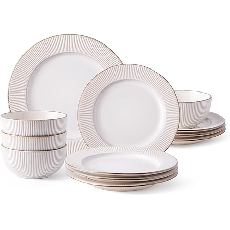Amazon.com | GBHOME Ceramic Dinnerware Sets,Elegant Stoneware Plates and Bowls Sets,Highly Chip ...
