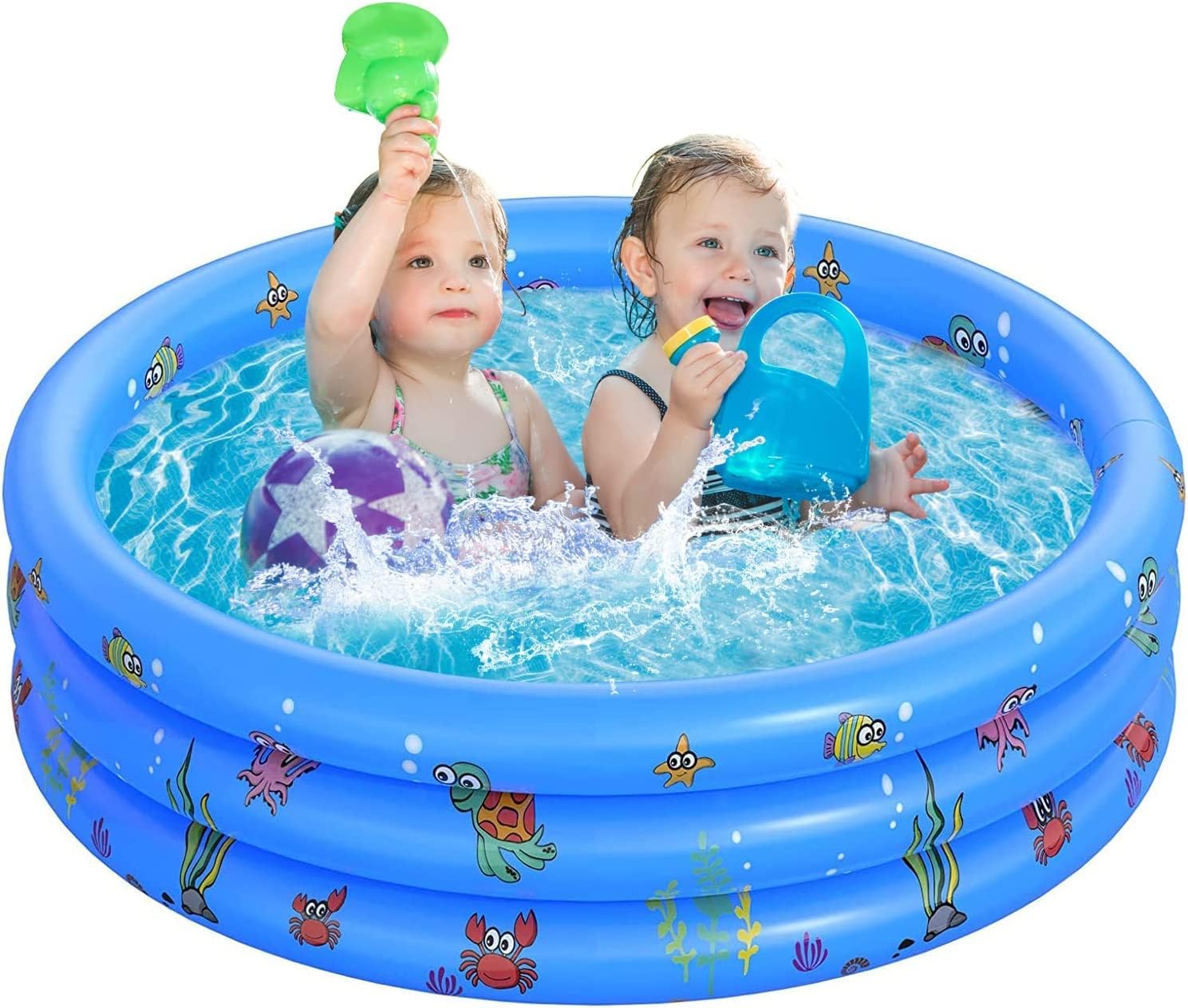 GAWEI Paddling Pools 51in Inflatable Baby Swimming Pool 3 Ring Paddling