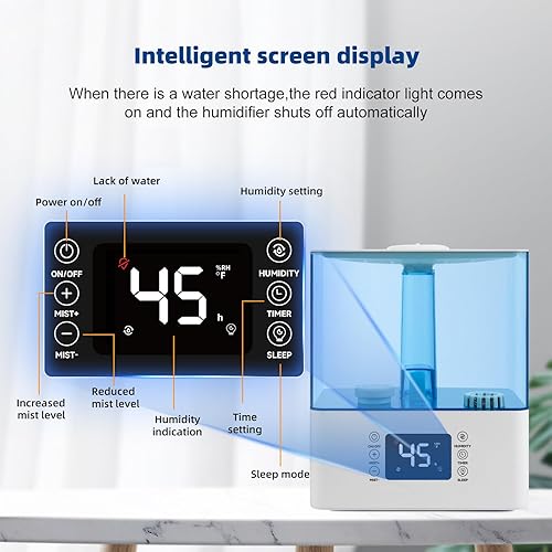 Miniatura 3 de Humidificadores de 6 L para dormitorio, humidificadores ultrasónicos de niebla fría para el hogar, guardería y plantas, humidificadores de