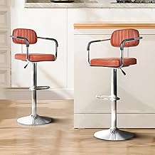 KOORSI & COMPANY. Flexi Bar Chair Chrome Height Adjustable & Revolving/Kitchen Chair with 6 Months Limited Warranty (Brown, Set of 2)