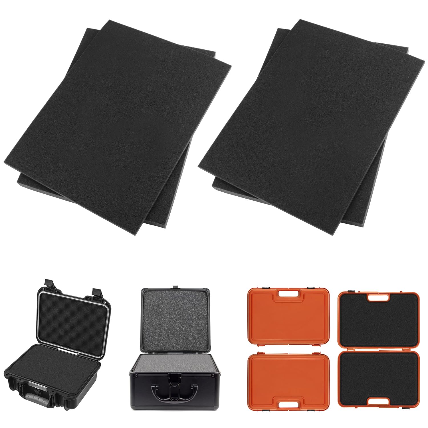 QWORK® espuma precortada 400 x 300 x 25 mm + 400 x 300 x 10 mm 4 piezas para herramientas
