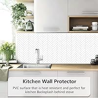 Vista 7 de Vamos Tile azulejo de espiga para despegar y pegar, salpicadero de 10 hojas de PVC blanco Thassos, azulejos autoadhesivos para pegar en la pared