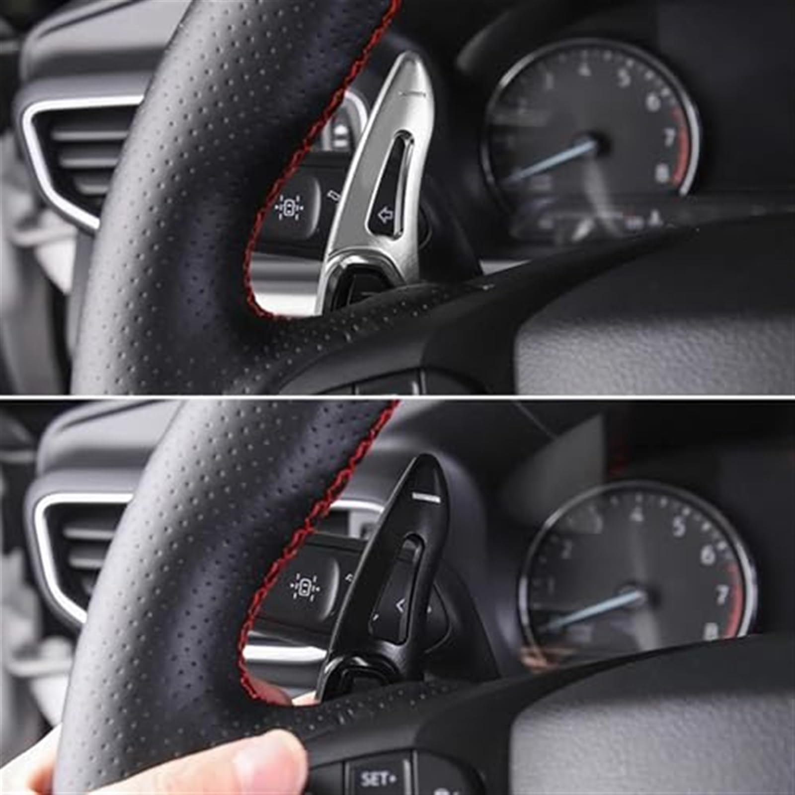 Dla Forda, dla Explorera, MK6 ST-Line XLT Sport ST Plug-in, dla Hybrid 2020 2021 2022 Przedłużenie łopatki zmiany biegów na kierownicy samochodu Łopatka zmiany biegów(Silver)