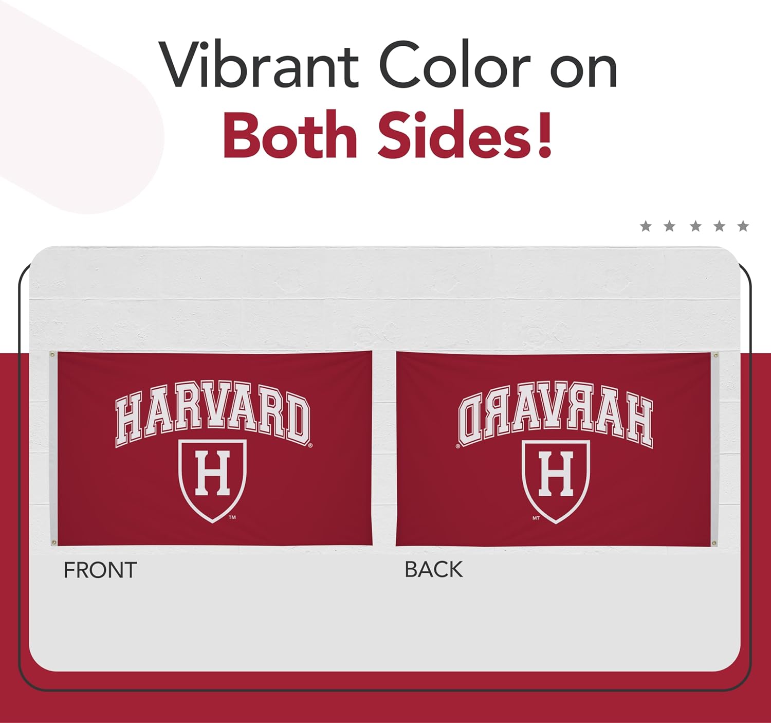 Harvard Crimson College Sports Printed Flag - NCAA Licensed - Nylon - School Banner (Red, White) (3' x 5') - Image 3