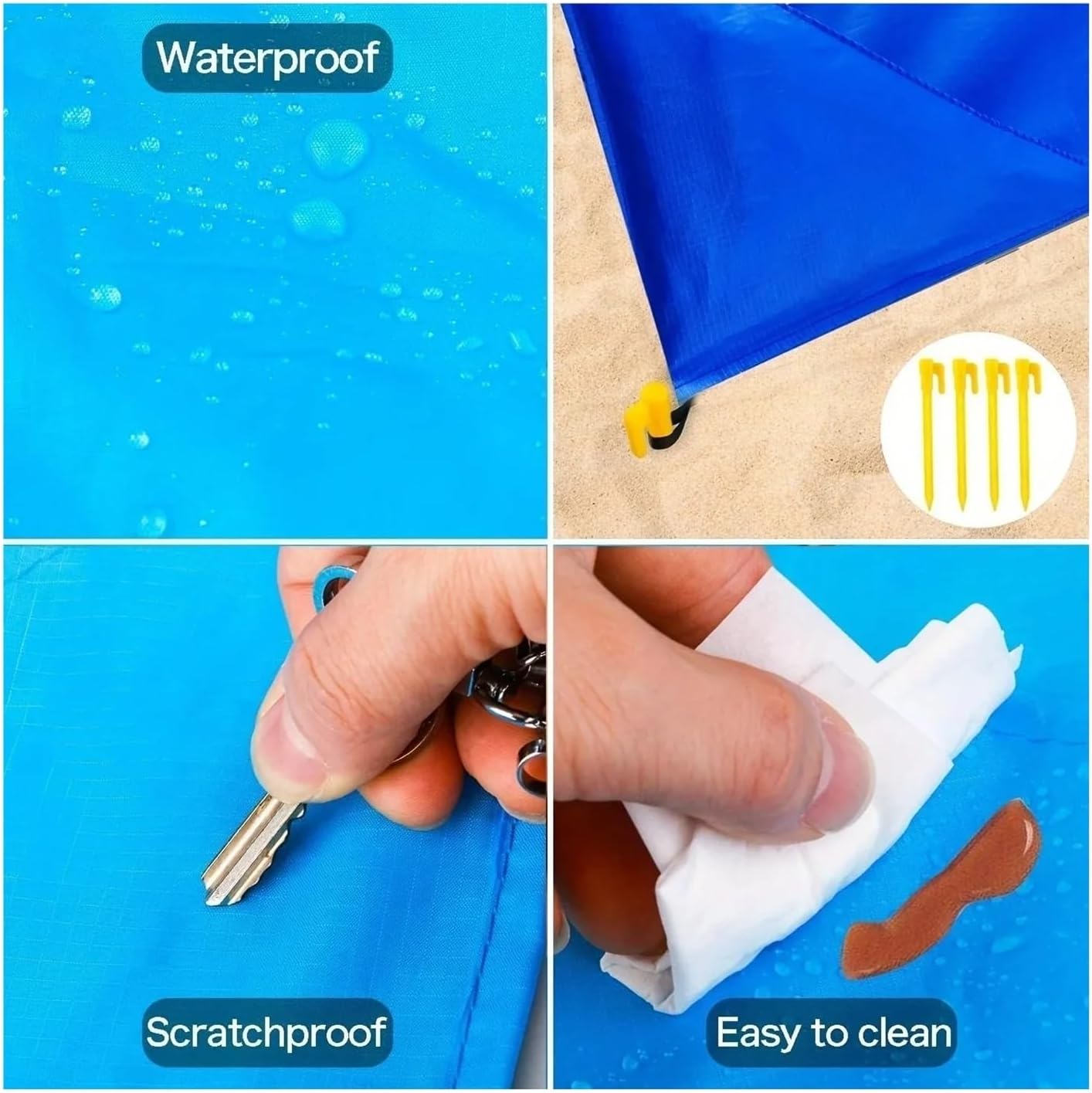 200 * 200cm Beach Blanket - Sandproof Perfect for Outdoor Picnics, Camping, Hiking & Travel Includes Carry Bag