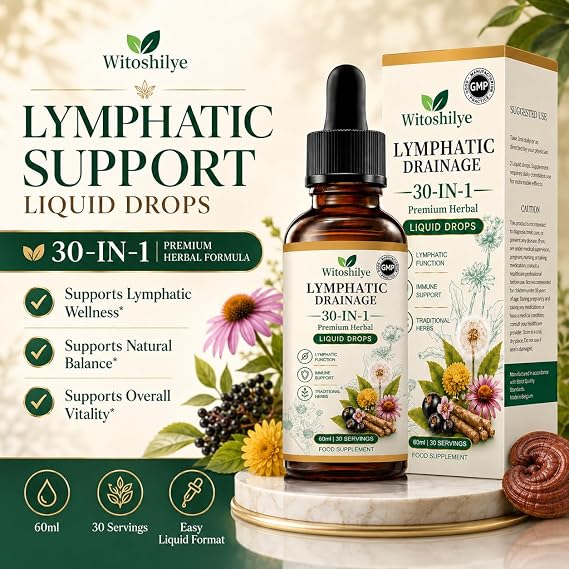 Lymphatic Drainage Drops Supplements for Immune, Cleanse & Detox,2026 Lymphatic System Support,Liver Health with Dandelion,Calendula,Elderberry,Cleavers Herb,Non-GMO,Raspberry Flavor (60 ml)