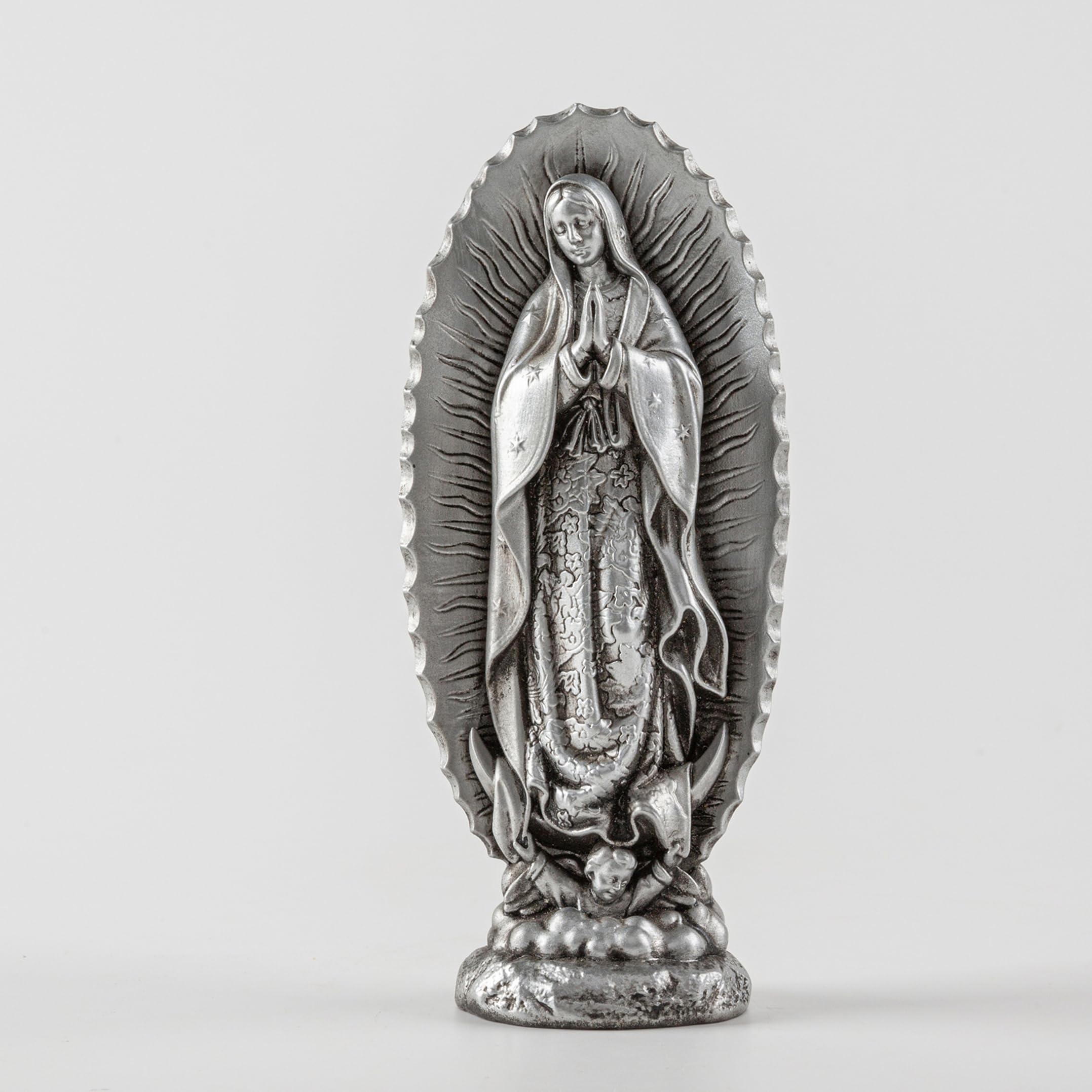 7 inch Our Lady of Guadalupe Figure, Mexican Patroness Faith and Hope Statue, Catholic Saints Collection,Religious Gift,Home and Church Decor,Catholic （Silver Color）